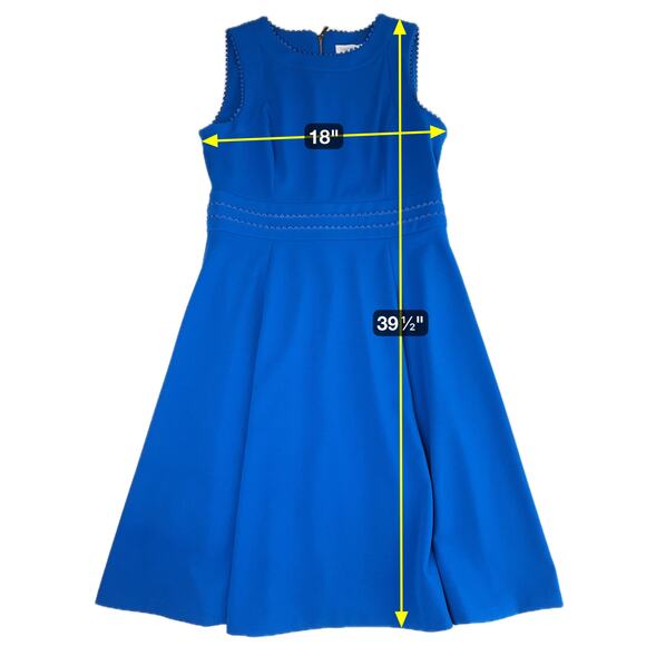 NWOT Calvin Klein Blue Sleeveless Scallop Detail Fit & Flare Dress Womens Sz 10 - Picture 12 of 12
